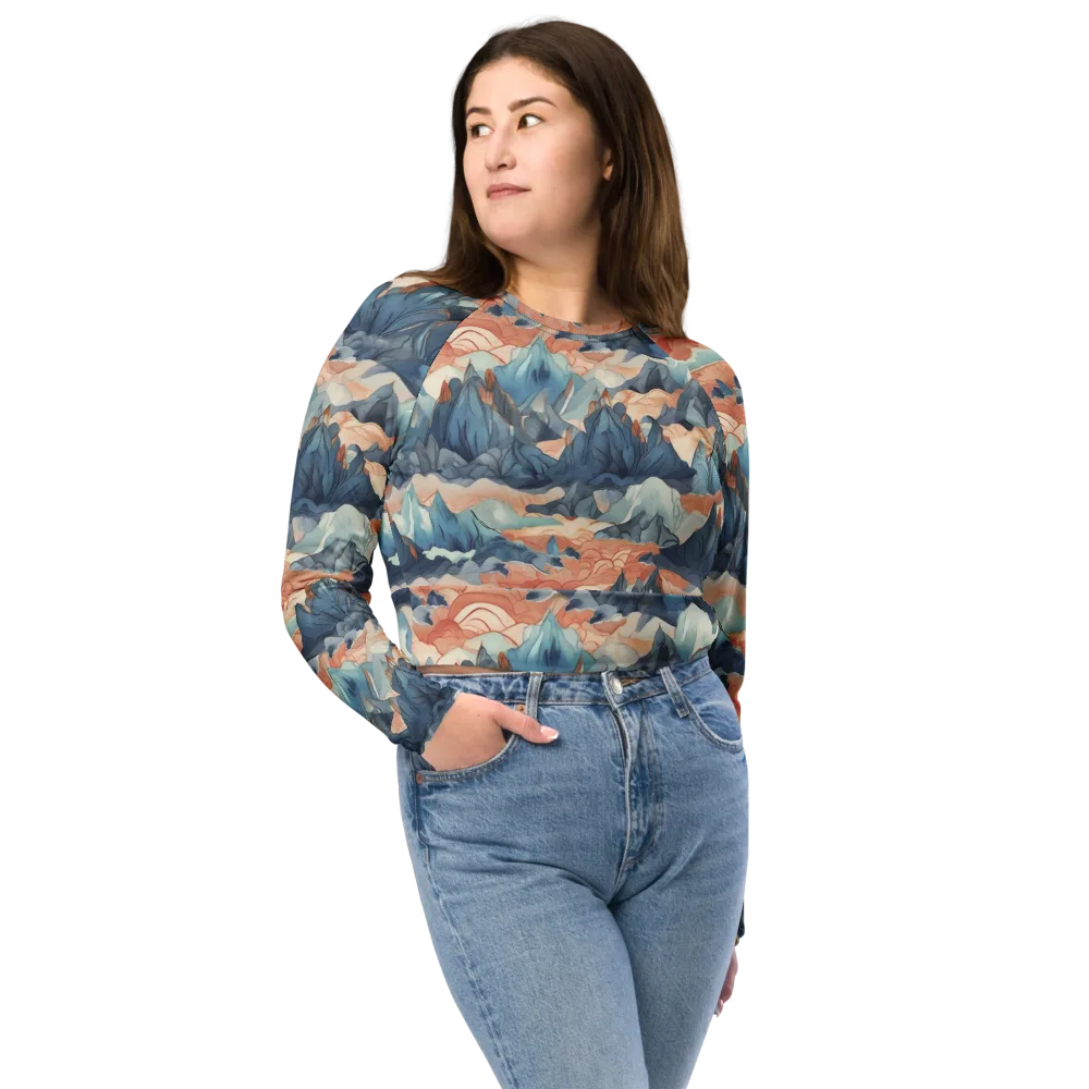 Celestial Peaks on Long Sleeve Crop Top — Front