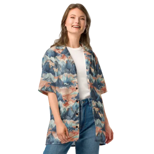 Celestial Peaks on a Button Shirt