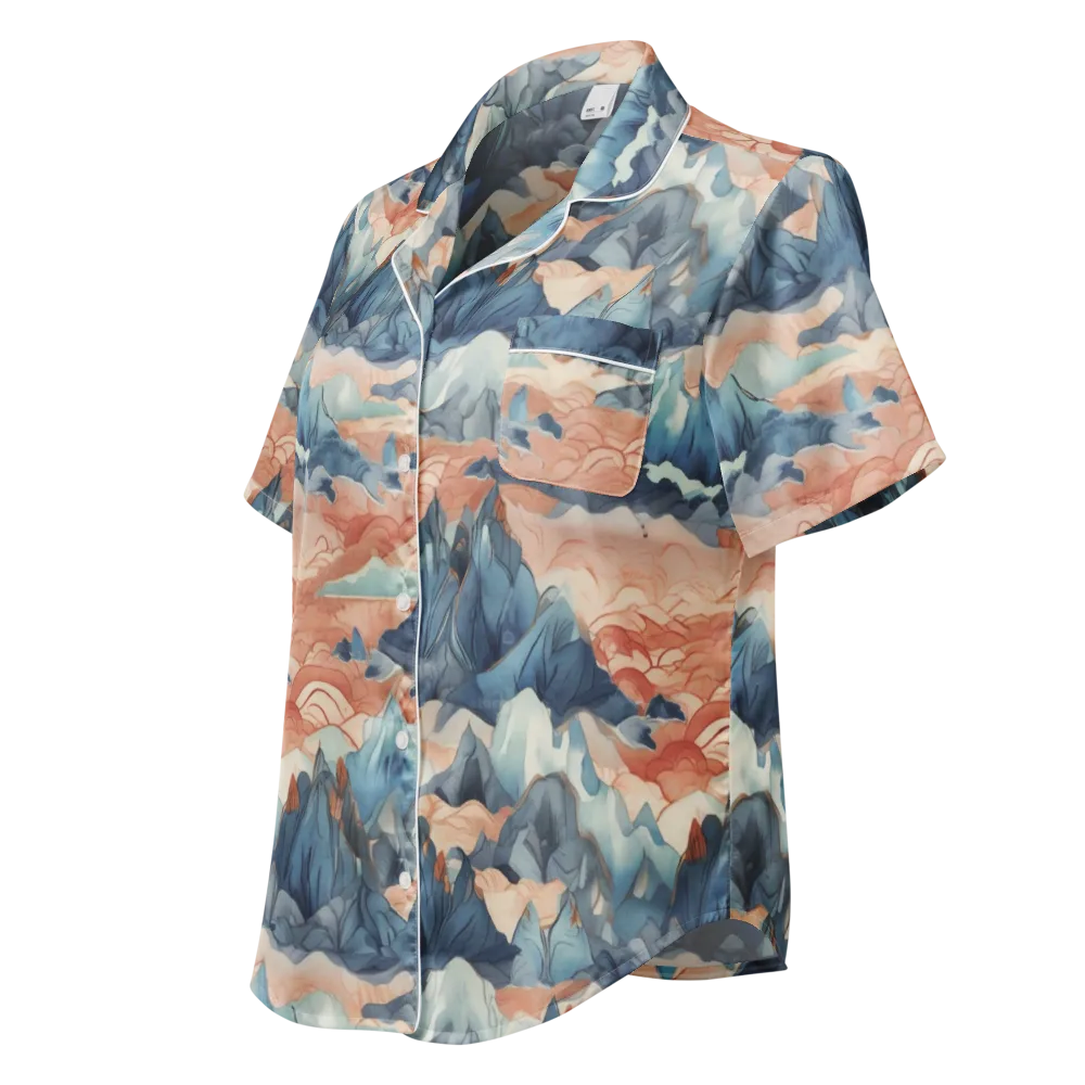 Celestial Peaks on Women's Short Sleeve Pajama Top — Left Front