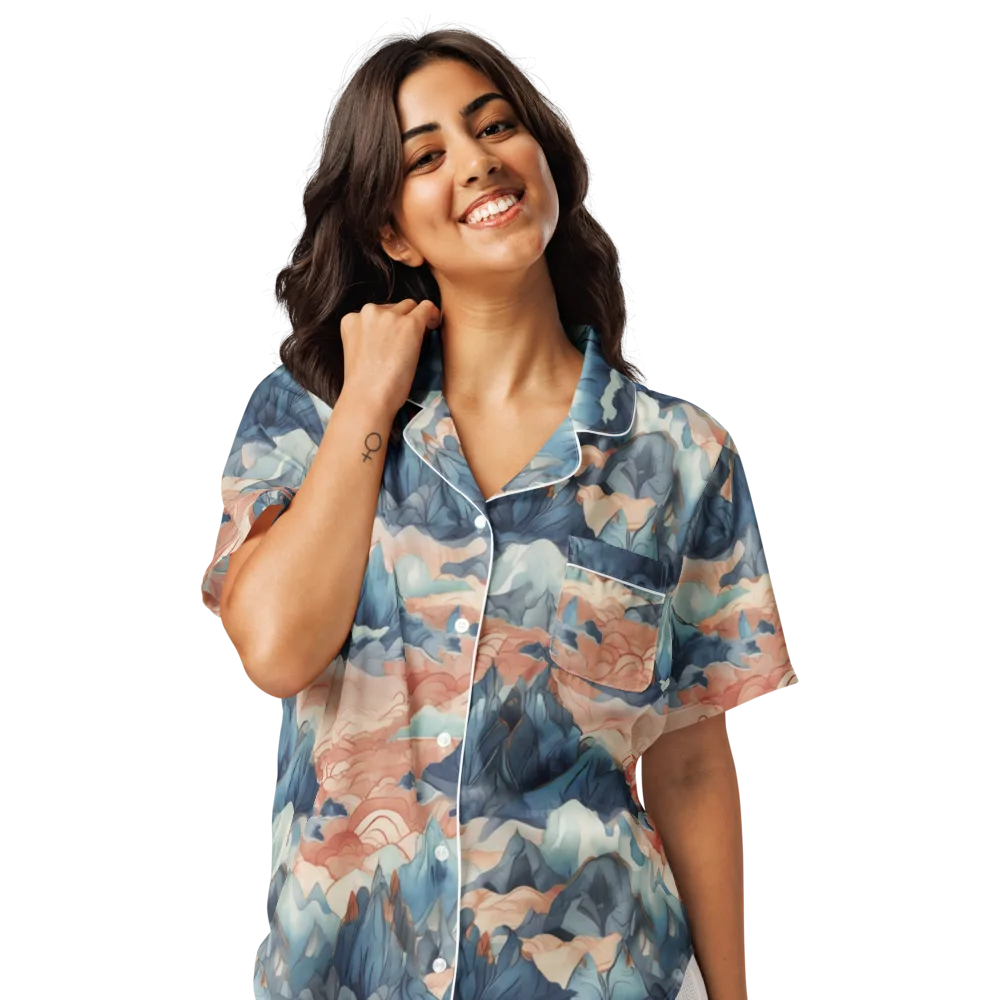 Celestial Peaks on Women's Short Sleeve Pajama Top — Front