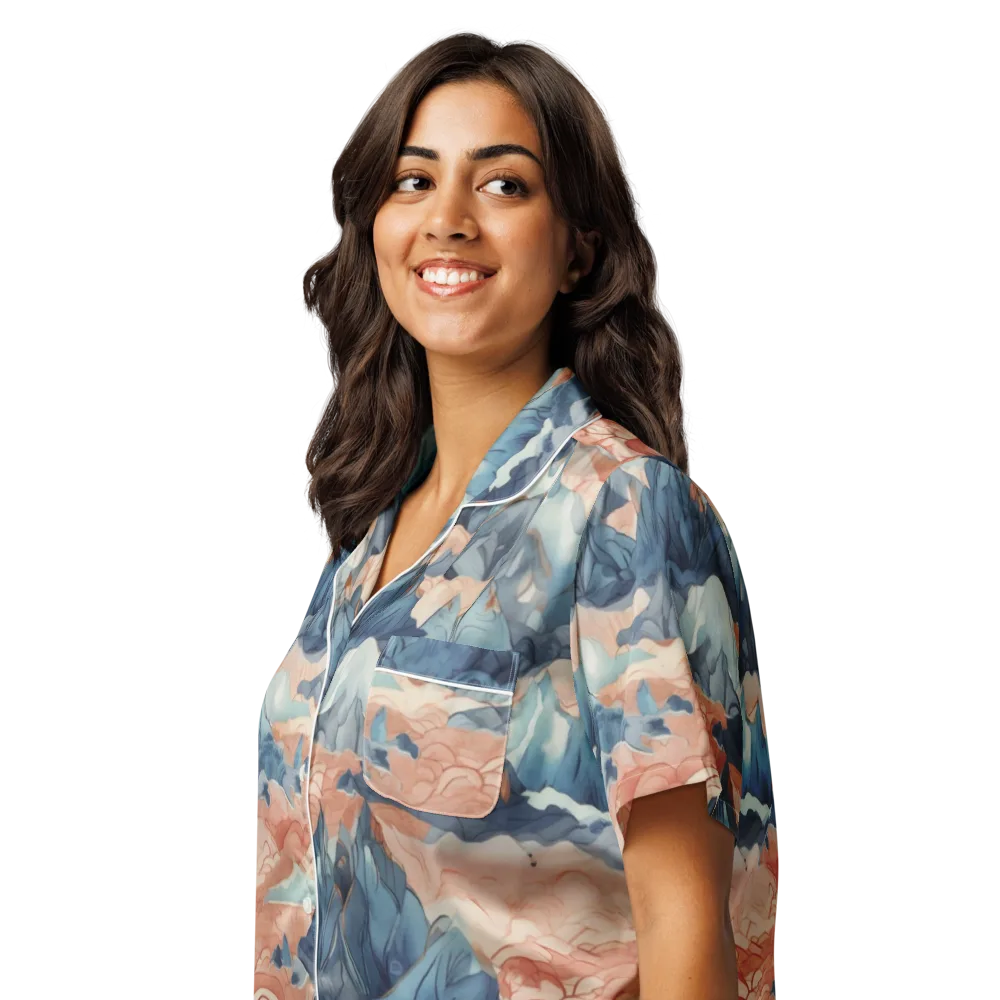Celestial Peaks on Women's Short Sleeve Pajama Top — Left Front