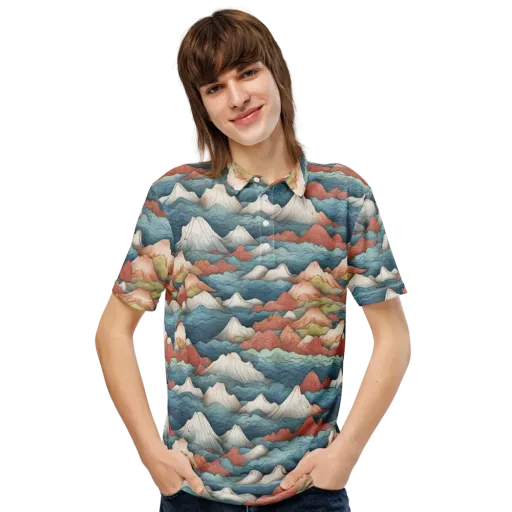 Tidal Alpines on a Men's Slim Fit Polo Shirt
