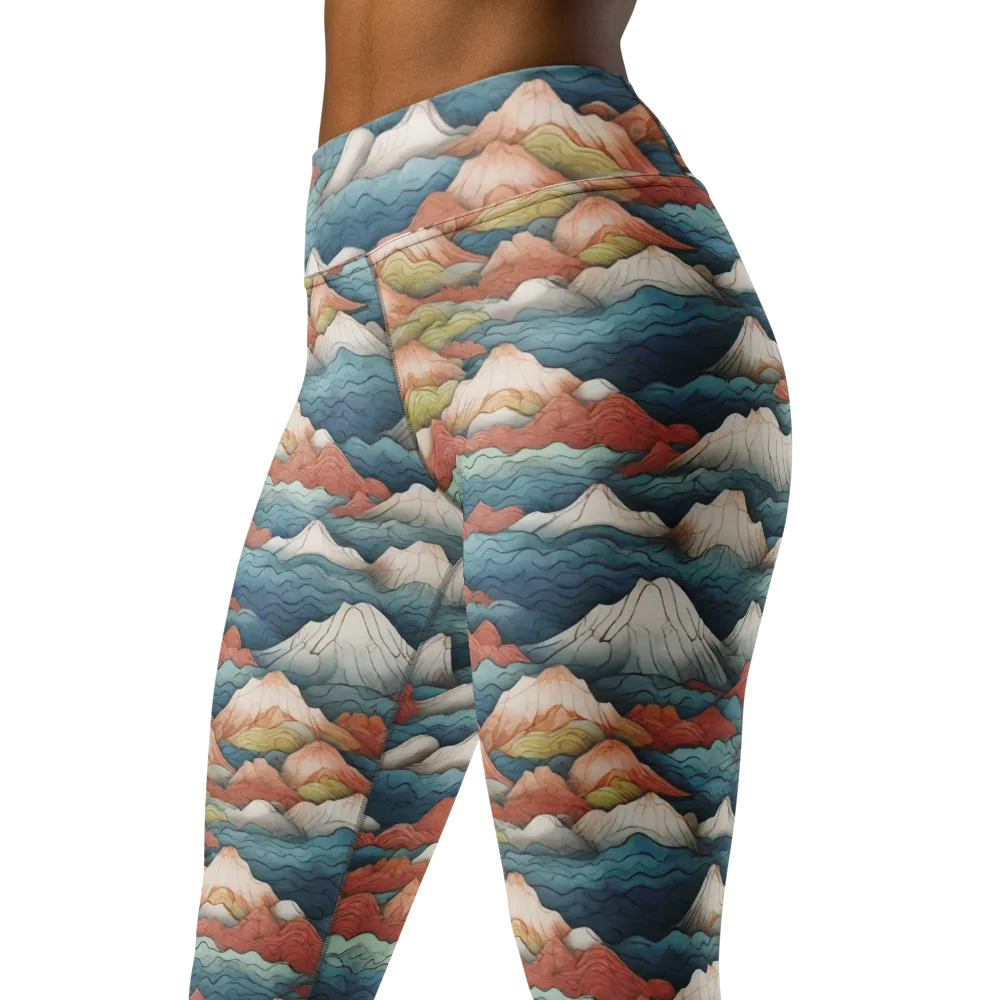 Tidal Alpines on Yoga Leggings — Left Front