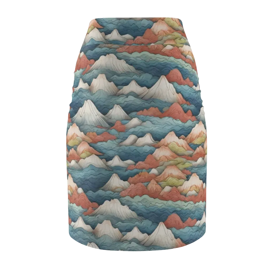 Tidal Alpines on Pencil Skirt — Back