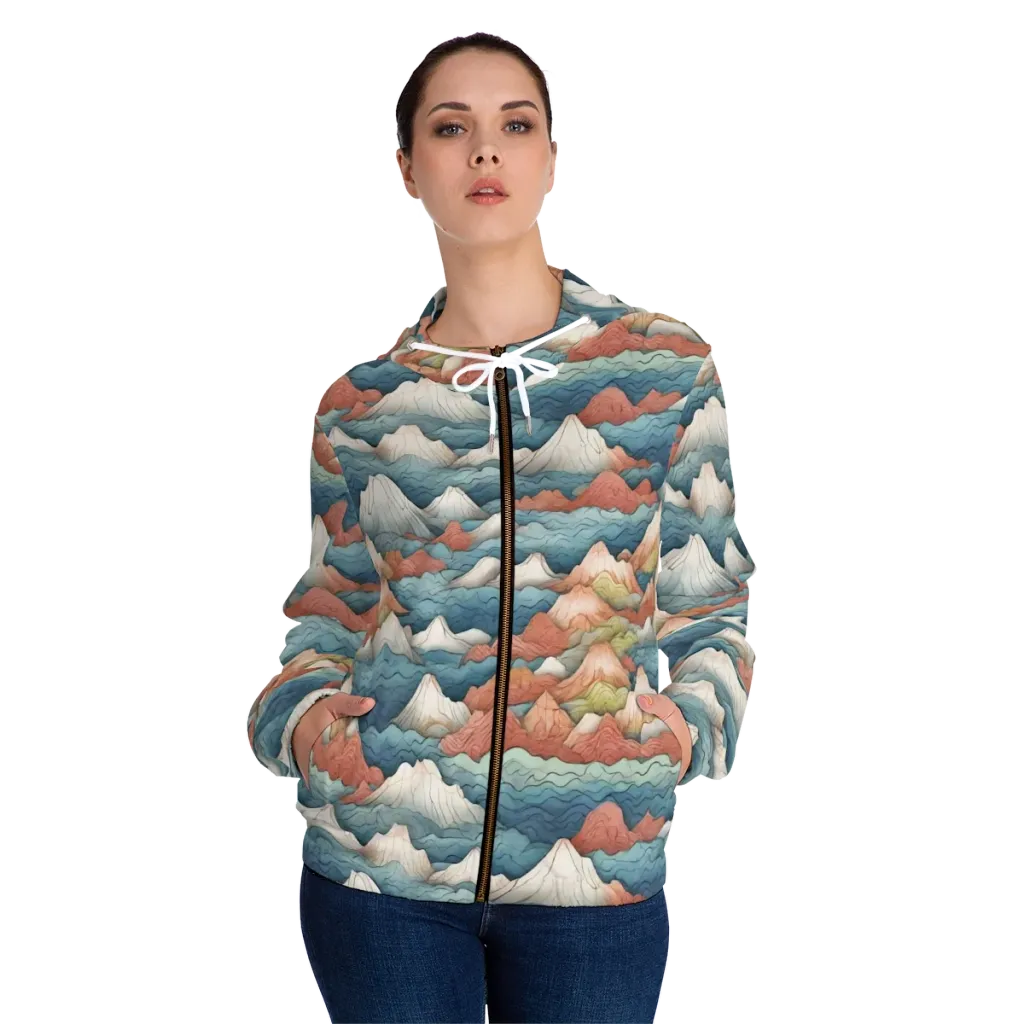 Tidal Alpines on Women's Full-Zip Hoodie — Front On Person