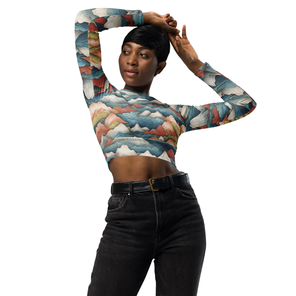 Tidal Alpines on Long Sleeve Crop Top — Front