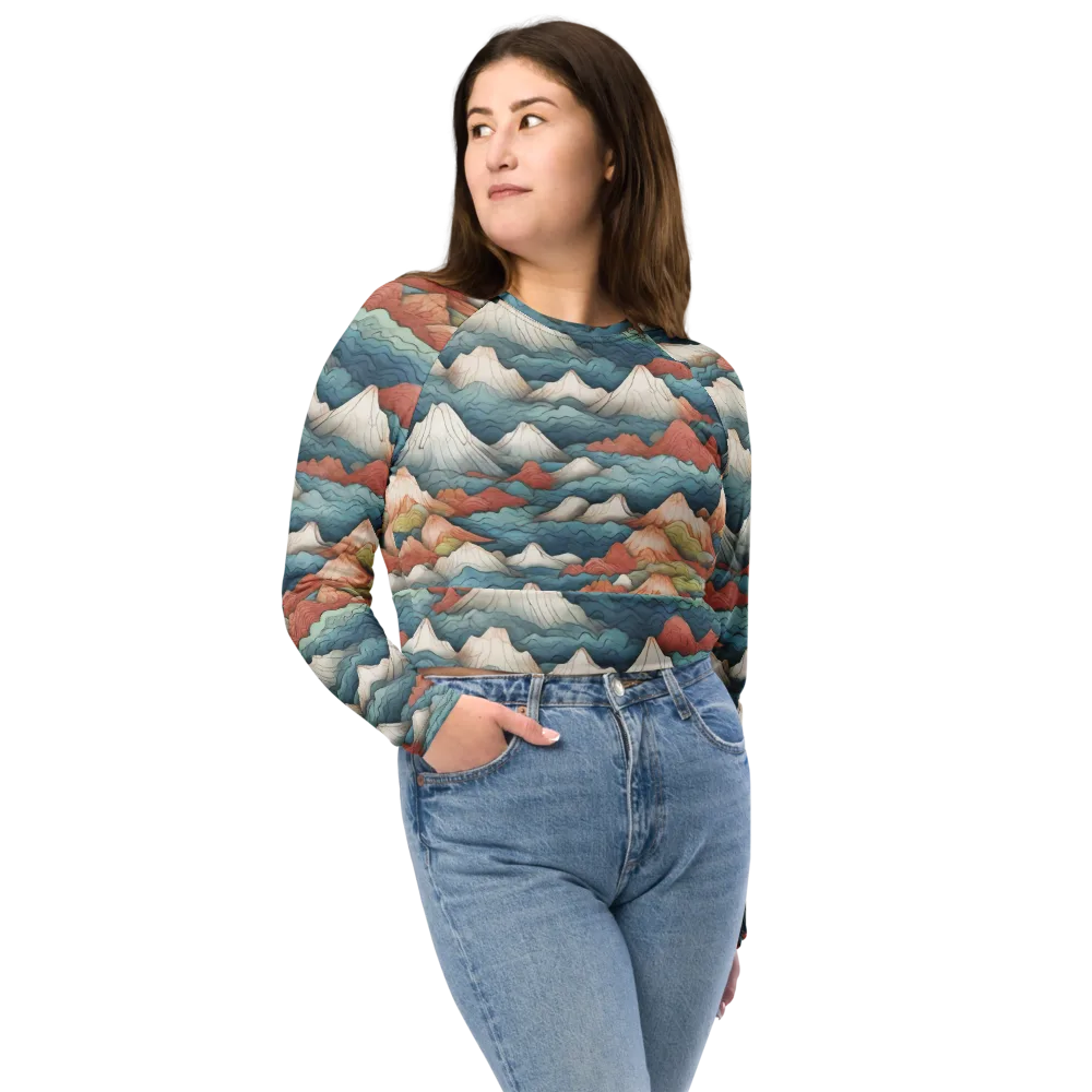 Tidal Alpines on Long Sleeve Crop Top — Front