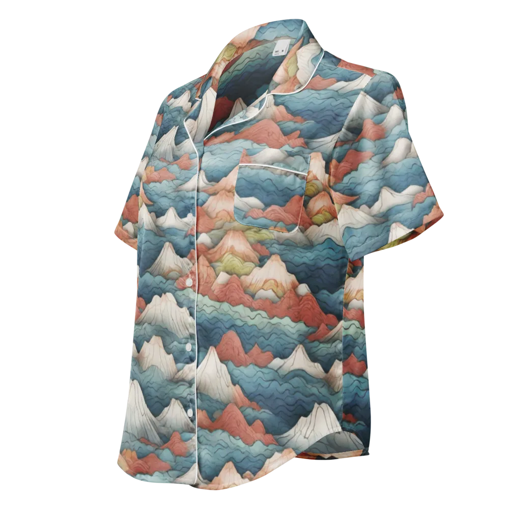Tidal Alpines on Women's Short Sleeve Pajama Top — Left Front