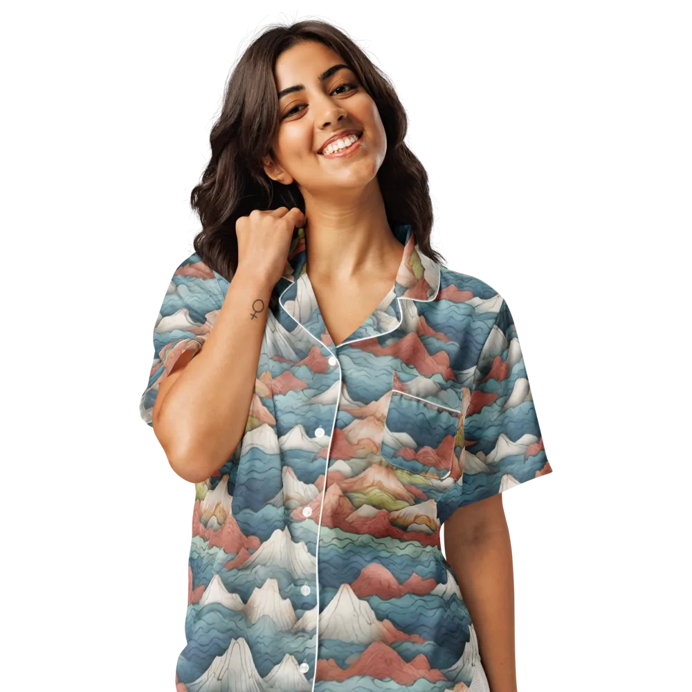 Tidal Alpines on Women's Short Sleeve Pajama Top — Front