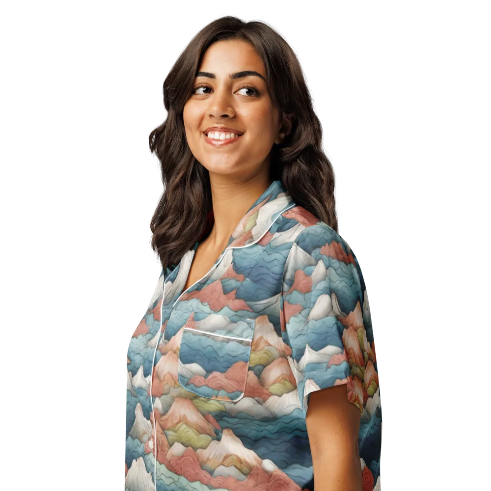Tidal Alpines on Women's Short Sleeve Pajama Top — Left Front