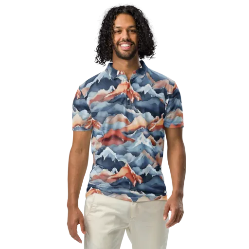 Alpine Ember on a Men's Slim Fit Polo Shirt