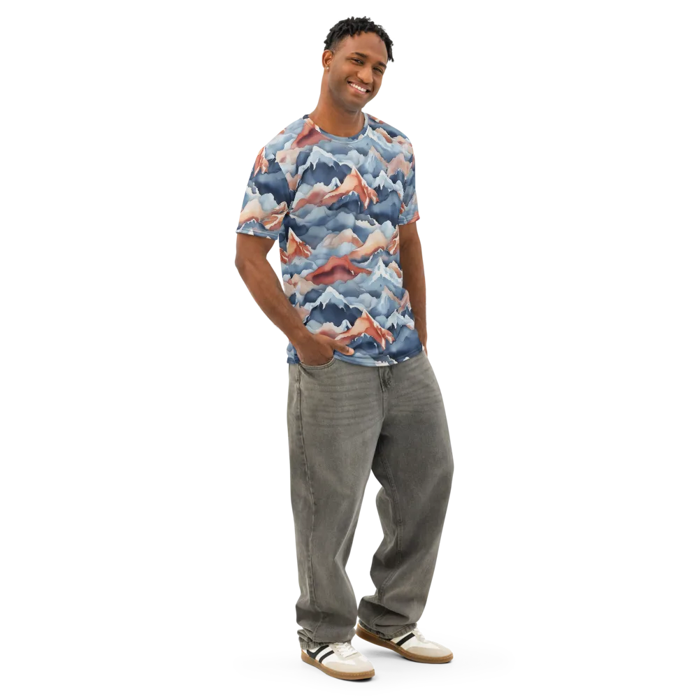 Alpine Ember on Men's Cotton Crew Neck T-Shirt — Right Front
