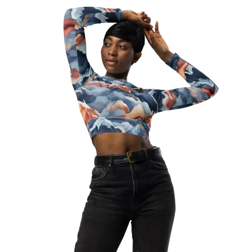 Alpine Ember on a Long Sleeve Crop Top