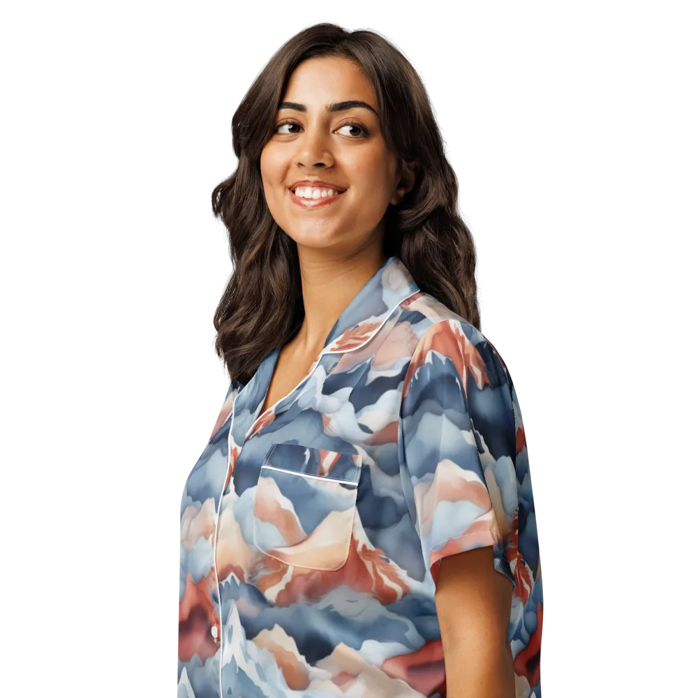 Alpine Ember on Women's Short Sleeve Pajama Top — Left Front