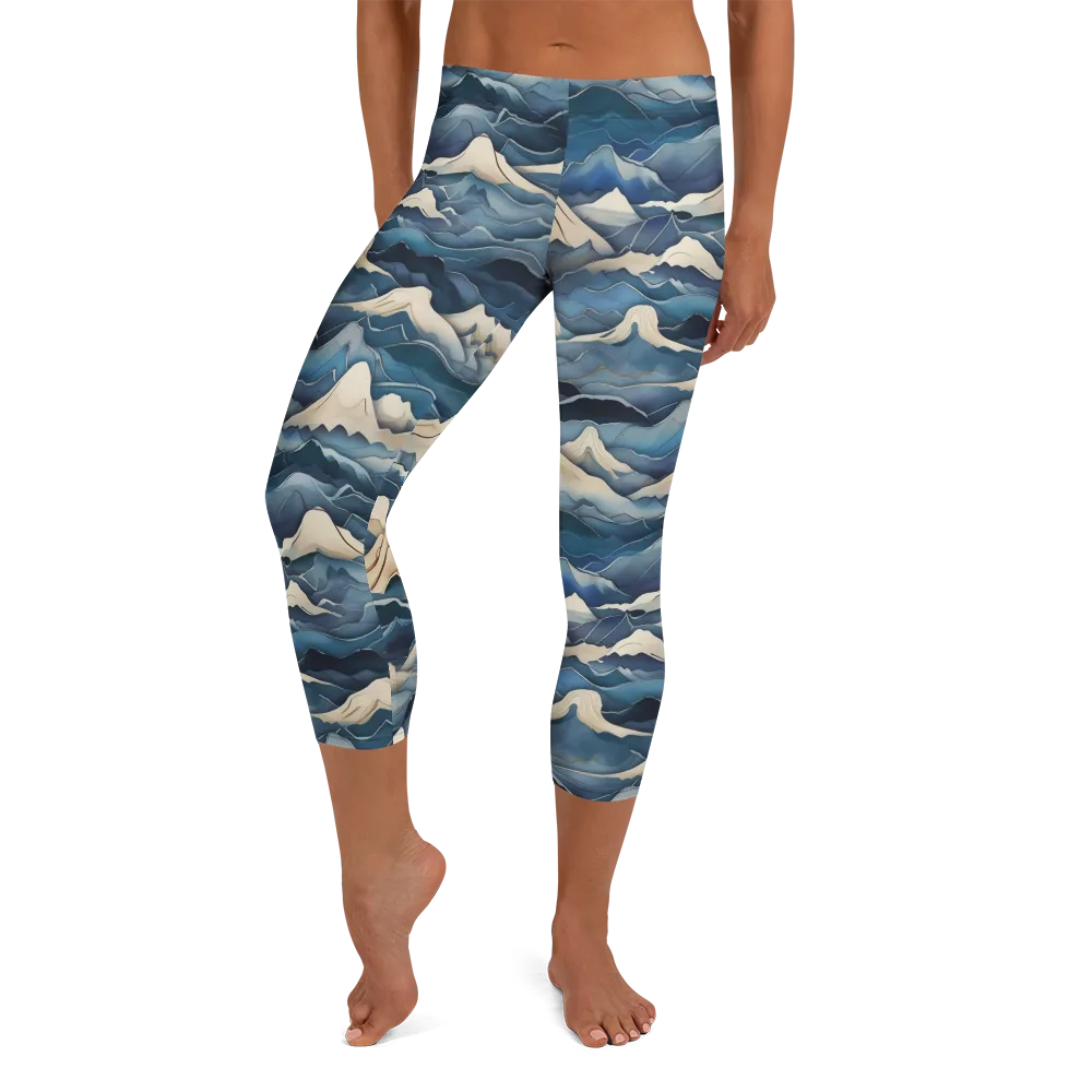 Indigo Alpine Current on Capri Leggings — Front