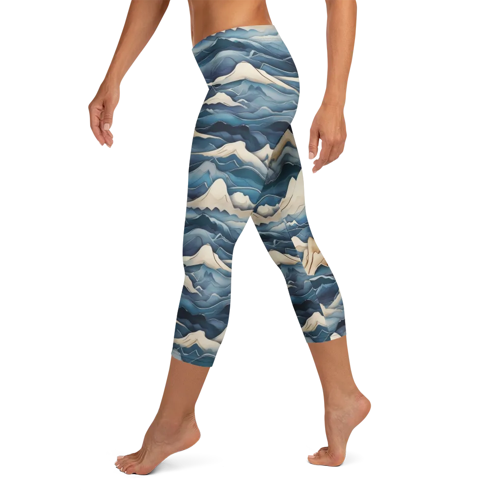 Indigo Alpine Current on Capri Leggings — Left