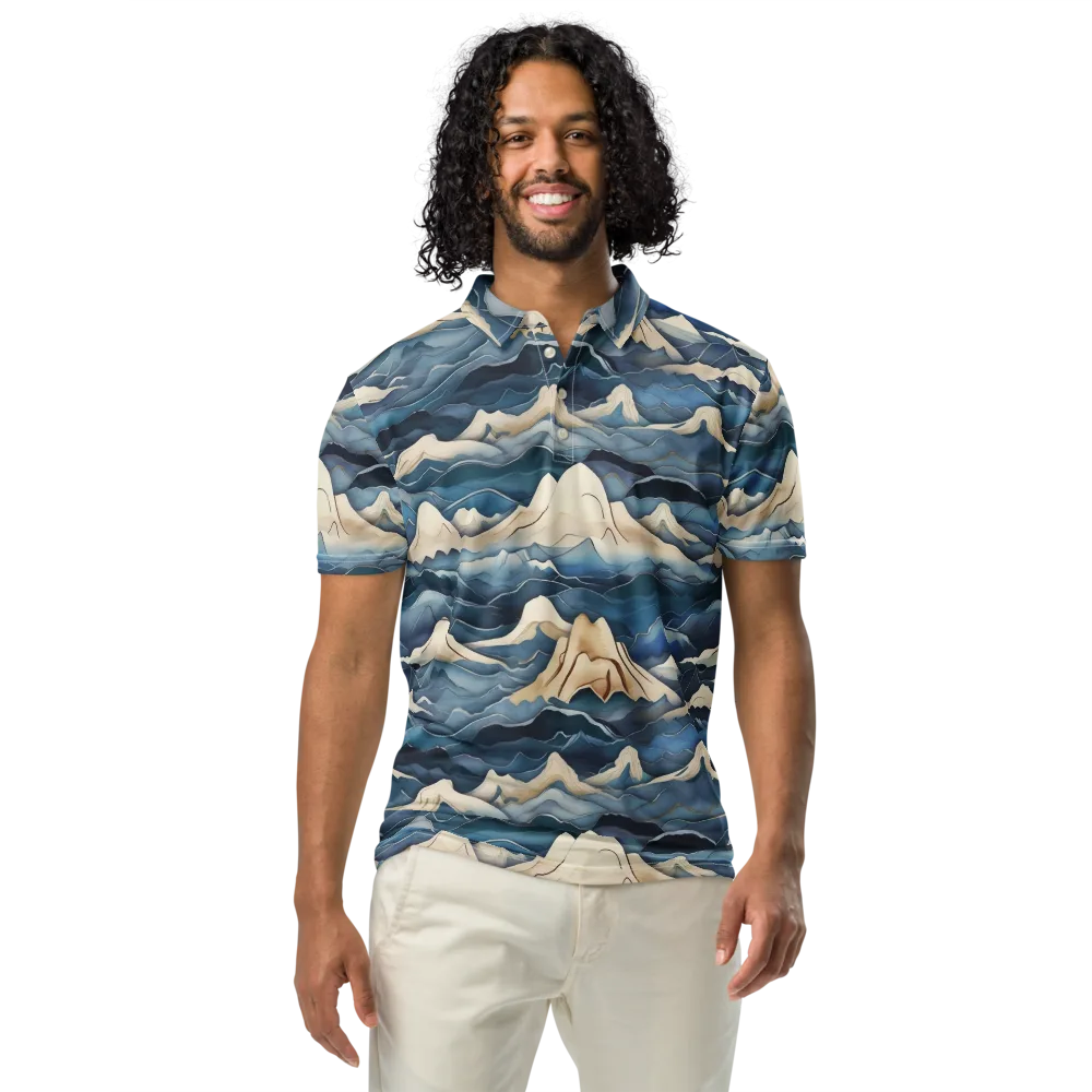 Indigo Alpine Current on Men's Slim Fit Polo Shirt — Front