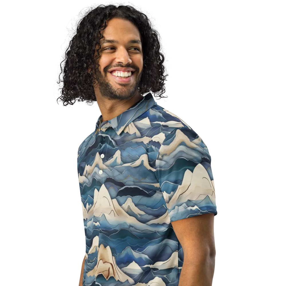 Indigo Alpine Current on Men's Slim Fit Polo Shirt — Left Front