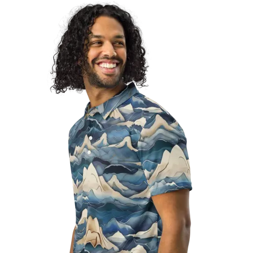Indigo Alpine Current on a Men's Slim Fit Polo Shirt