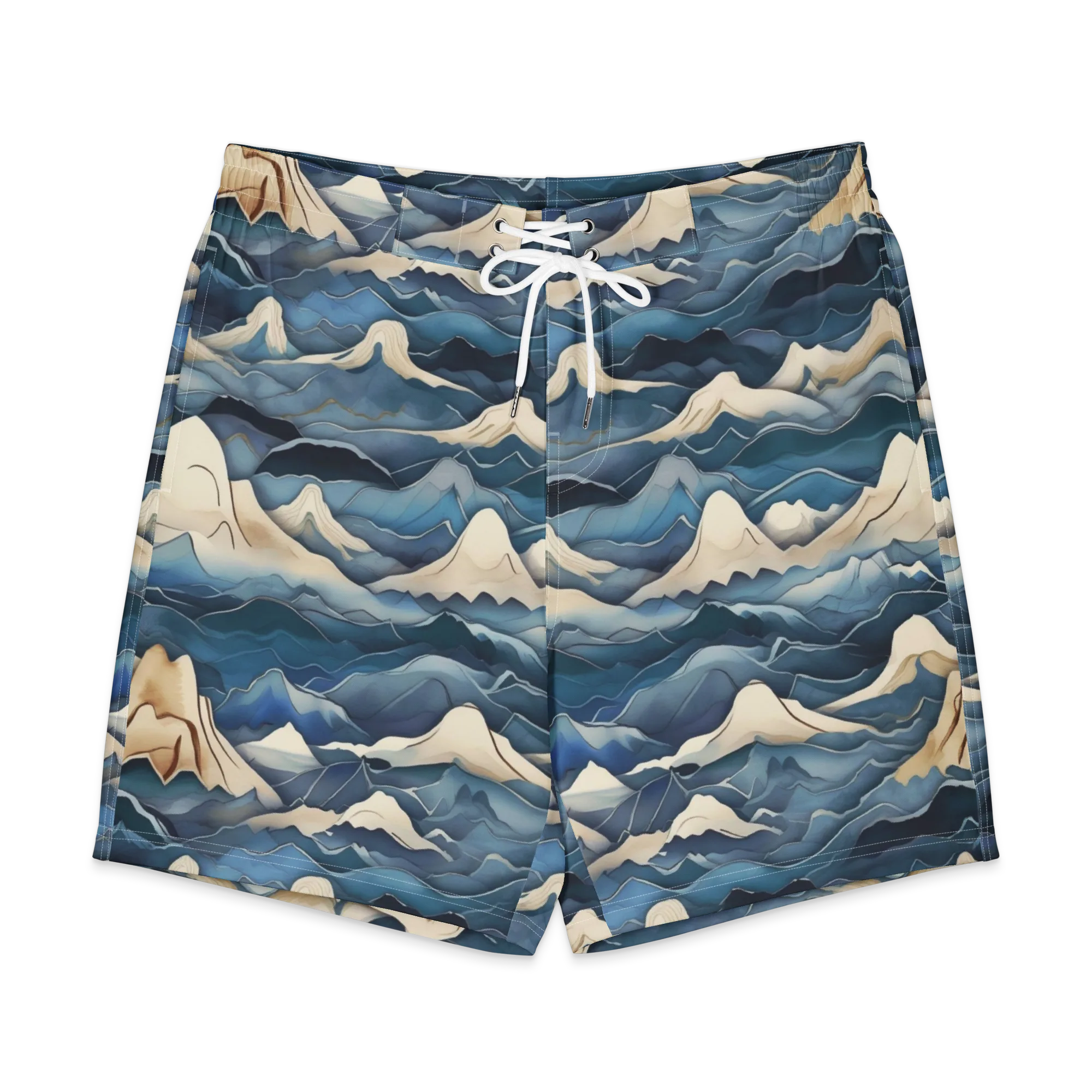 Indigo Alpine Current on Men's Board Shorts — Front