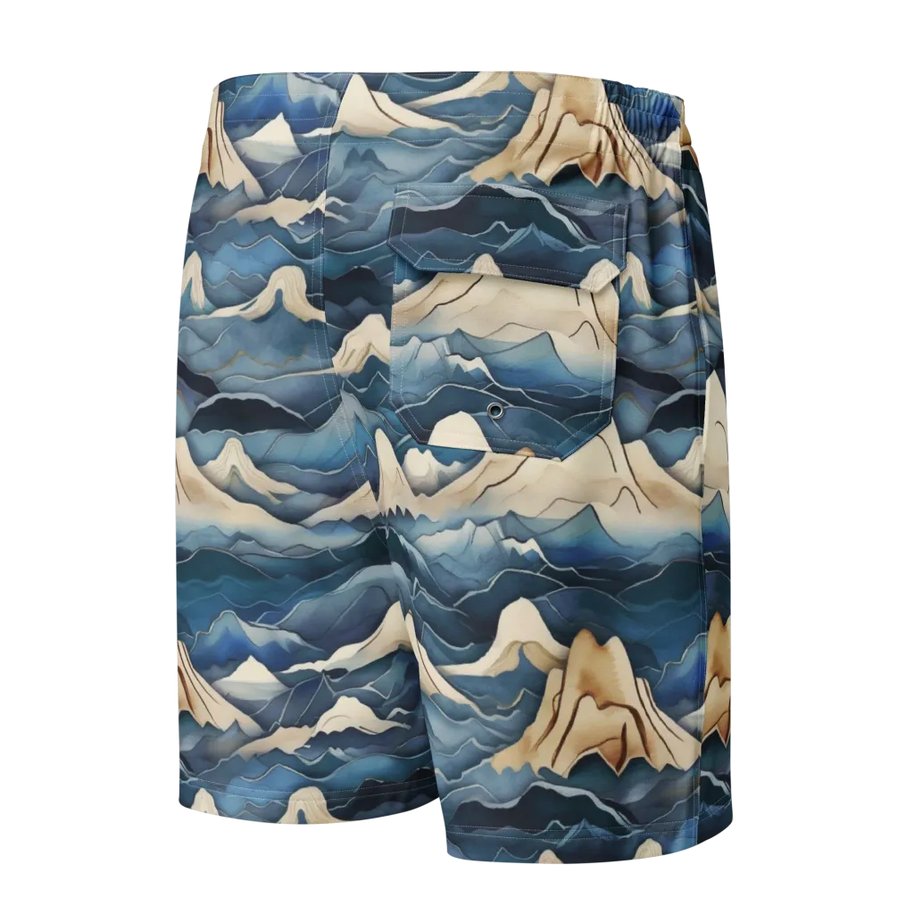 Indigo Alpine Current on Men's Board Shorts — Back