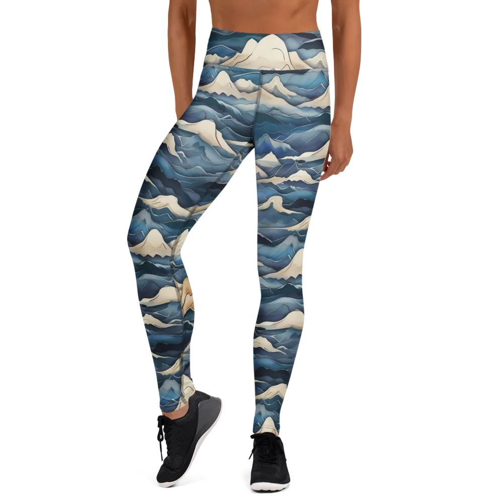 Indigo Alpine Current on Yoga Leggings — Front