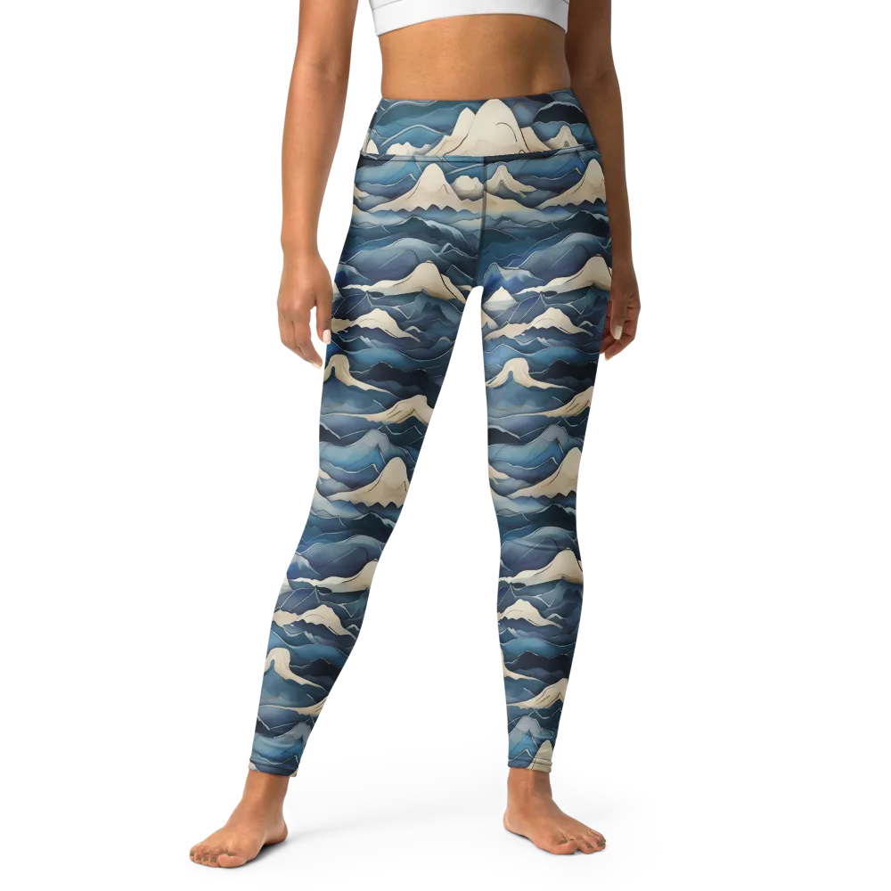 Indigo Alpine Current on Yoga Leggings — Front