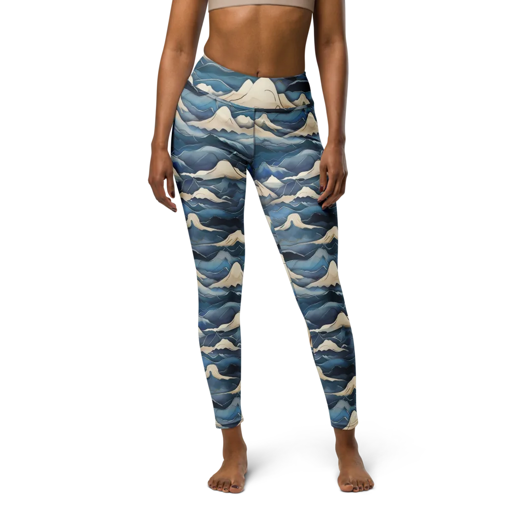 Indigo Alpine Current on Yoga Leggings — Front