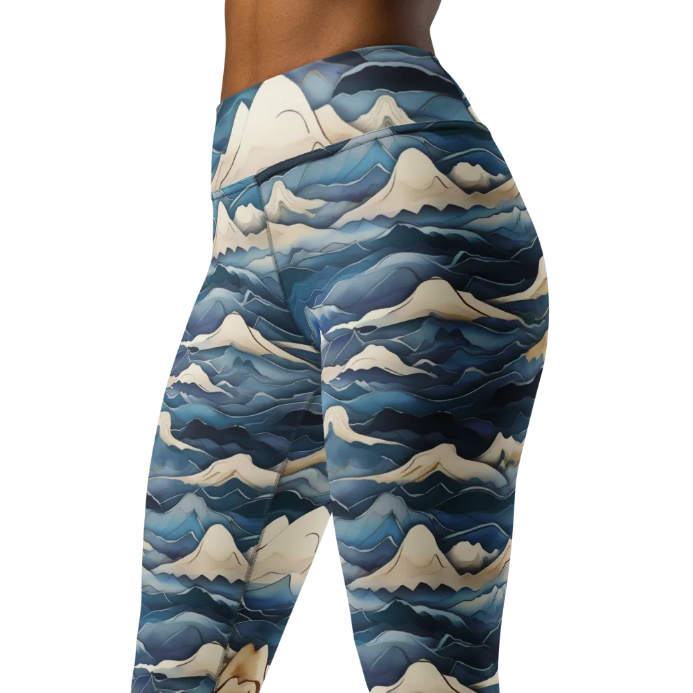 Indigo Alpine Current on Yoga Leggings — Left Front