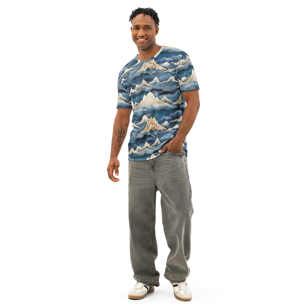 Indigo Alpine Current on Men's Cotton Crew Neck T-Shirt — Front