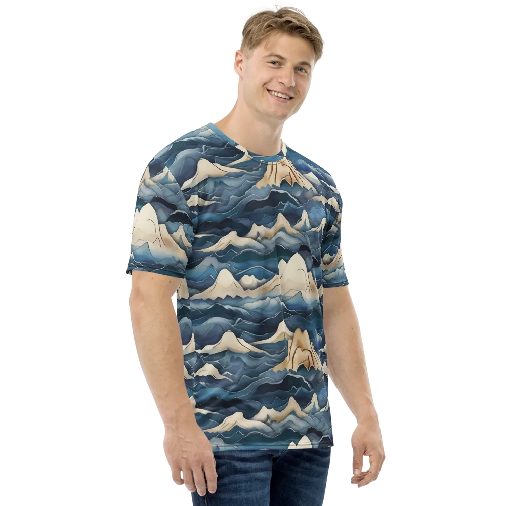 Indigo Alpine Current on Men's Crew Neck T-Shirt — Right