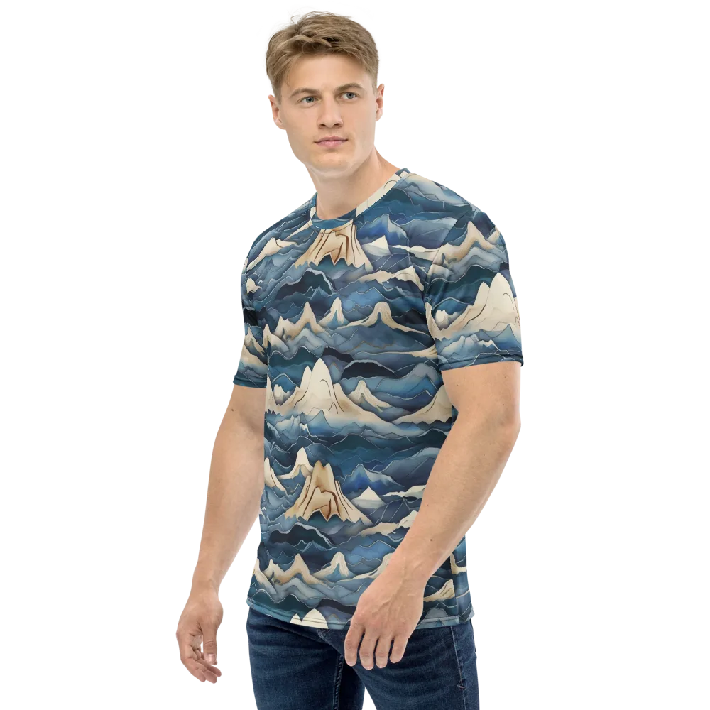 Indigo Alpine Current on Men's Crew Neck T-Shirt — Left