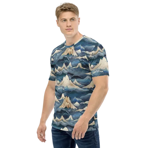 Indigo Alpine Current on a Men's Crew Neck T-Shirt