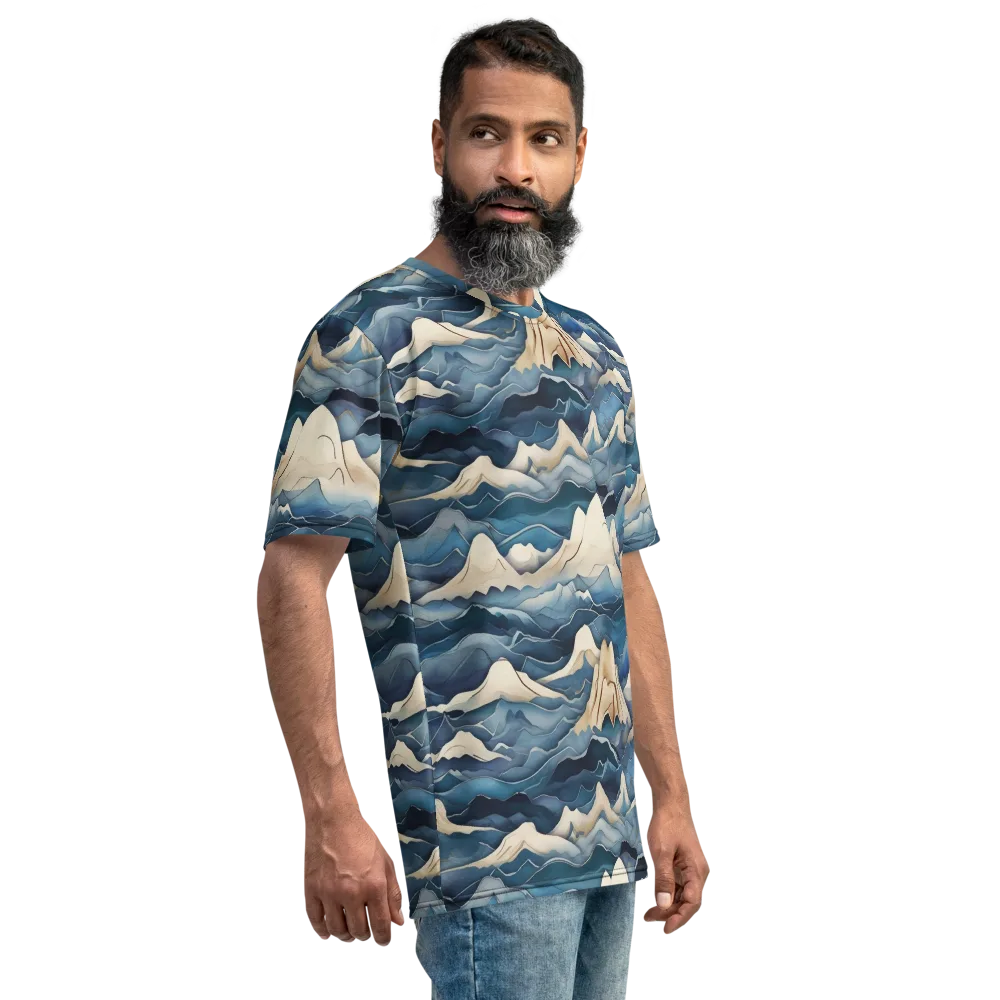 Indigo Alpine Current on Men's Crew Neck T-Shirt — Right