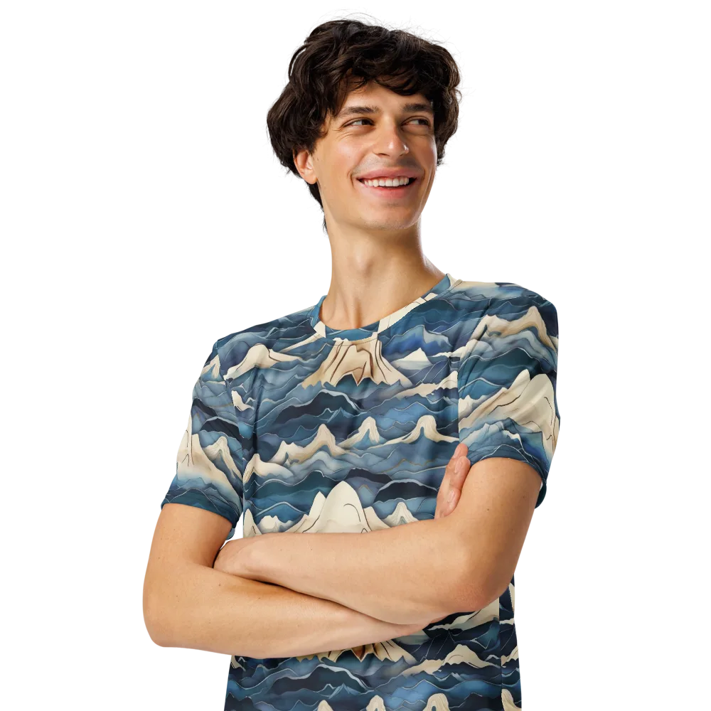 Indigo Alpine Current on Men's Crew Neck T-Shirt — Left Front