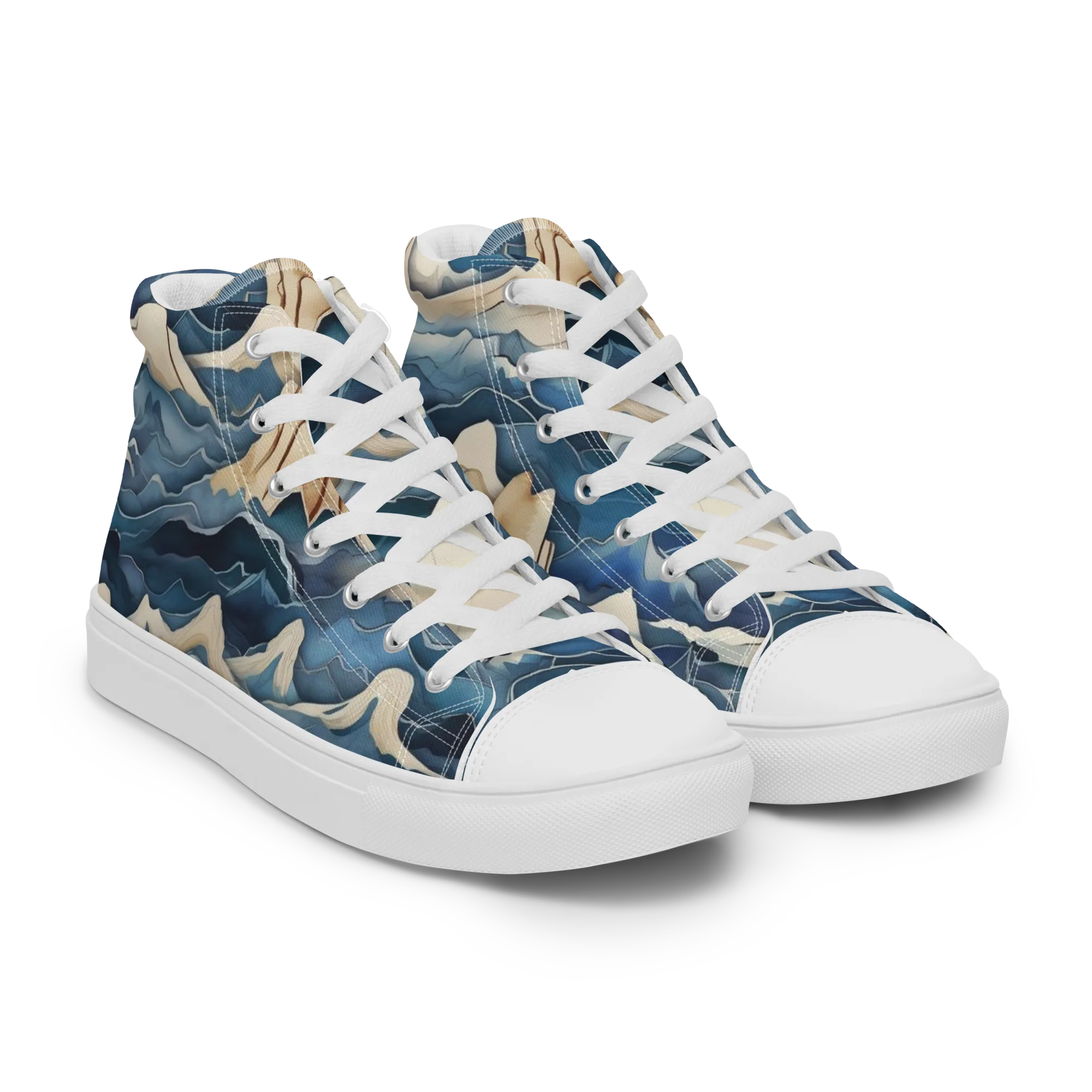 Indigo Alpine Current on Men's High Top Canvas Shoes — Right Front