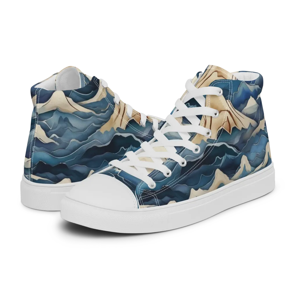 Indigo Alpine Current on Men's High Top Canvas Shoes — Left