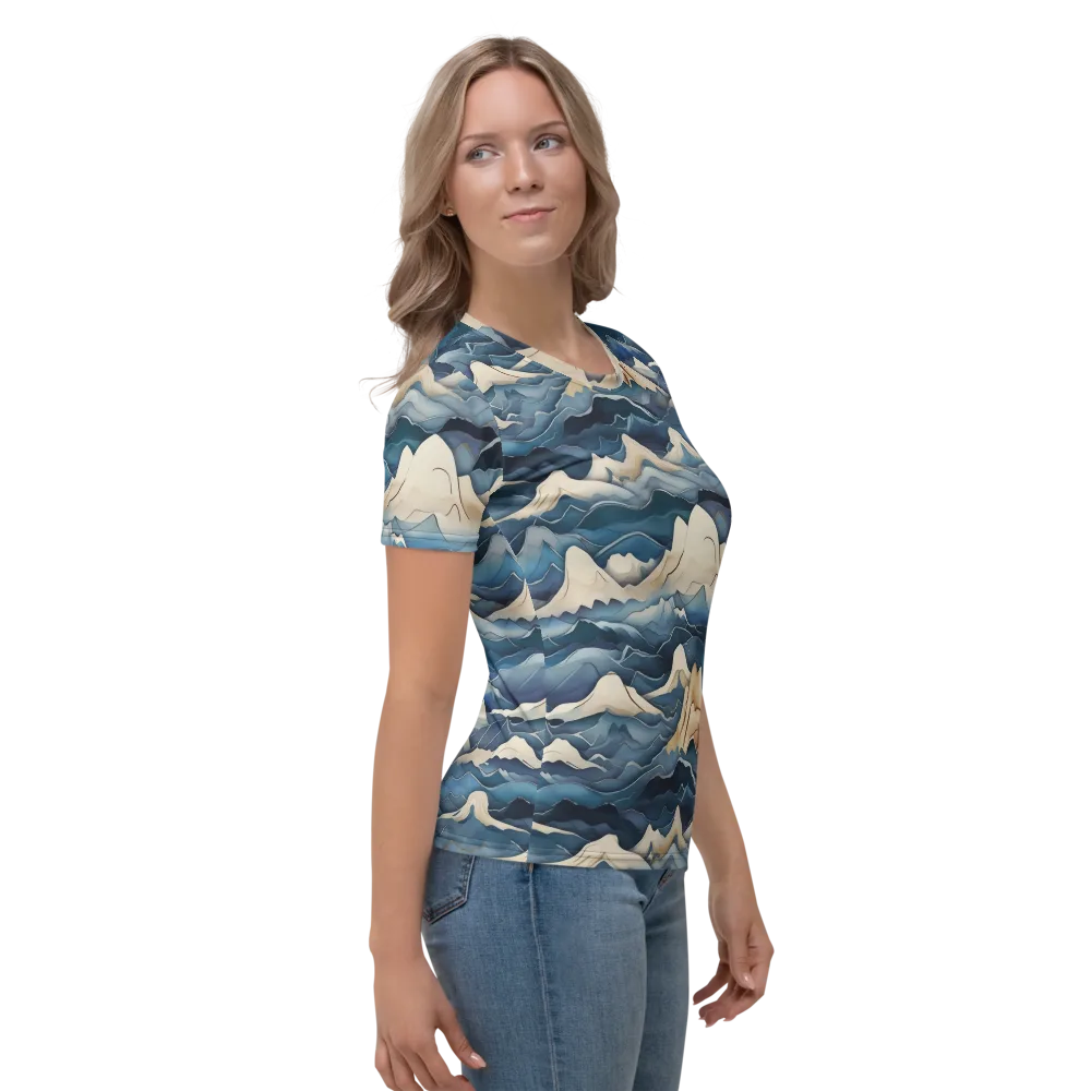 Indigo Alpine Current on Women's Crew Neck T-Shirt — Right