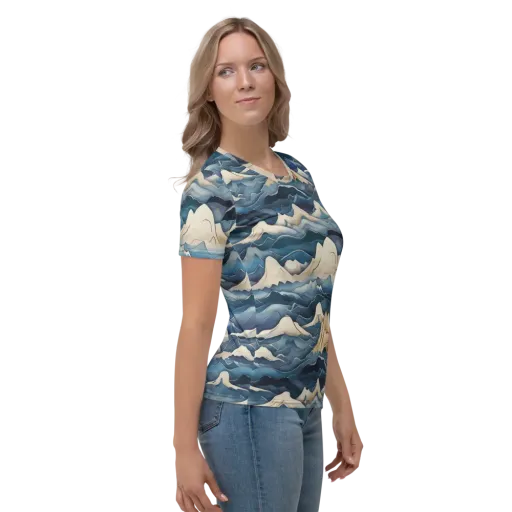 Indigo Alpine Current on a Women's Crew Neck T-Shirt