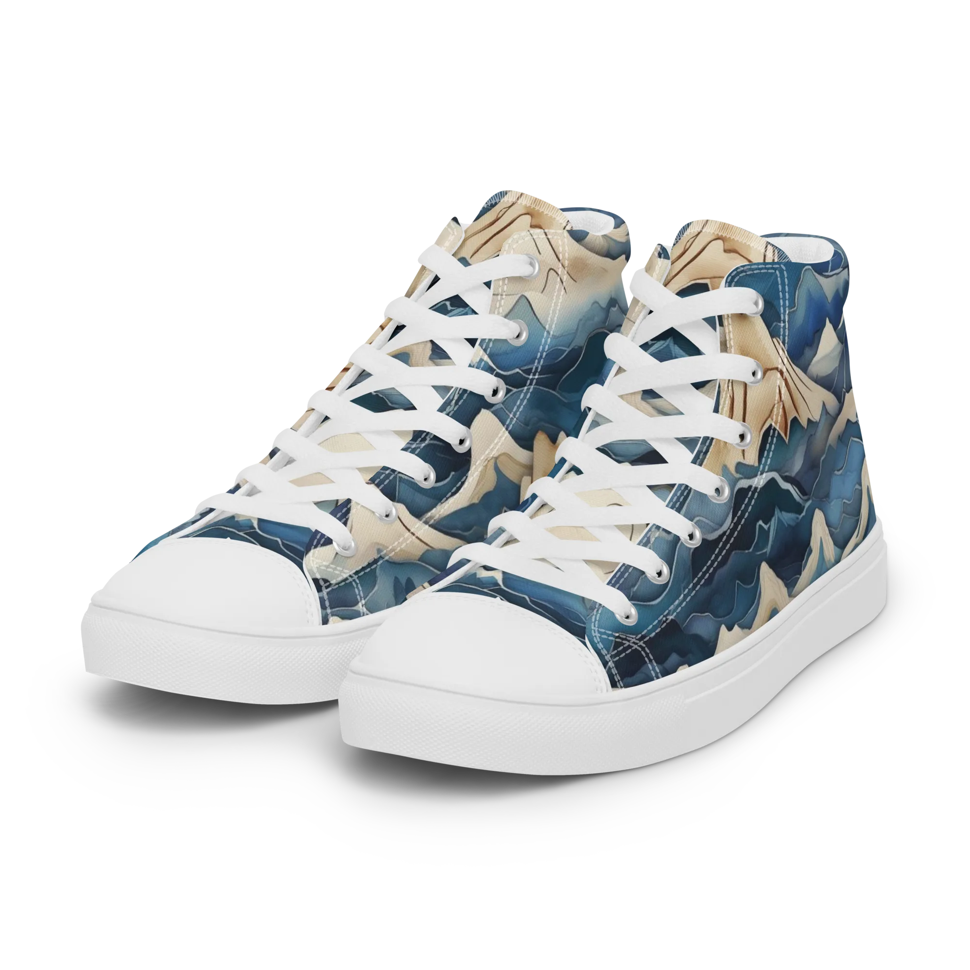 Indigo Alpine Current on Women's High Top Canvas Shoes — Left Front