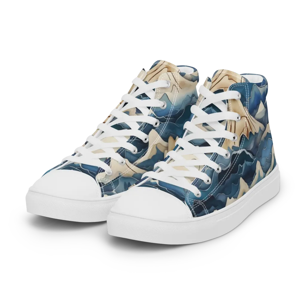 Indigo Alpine Current on Women's High Top Canvas Shoes — Left Front