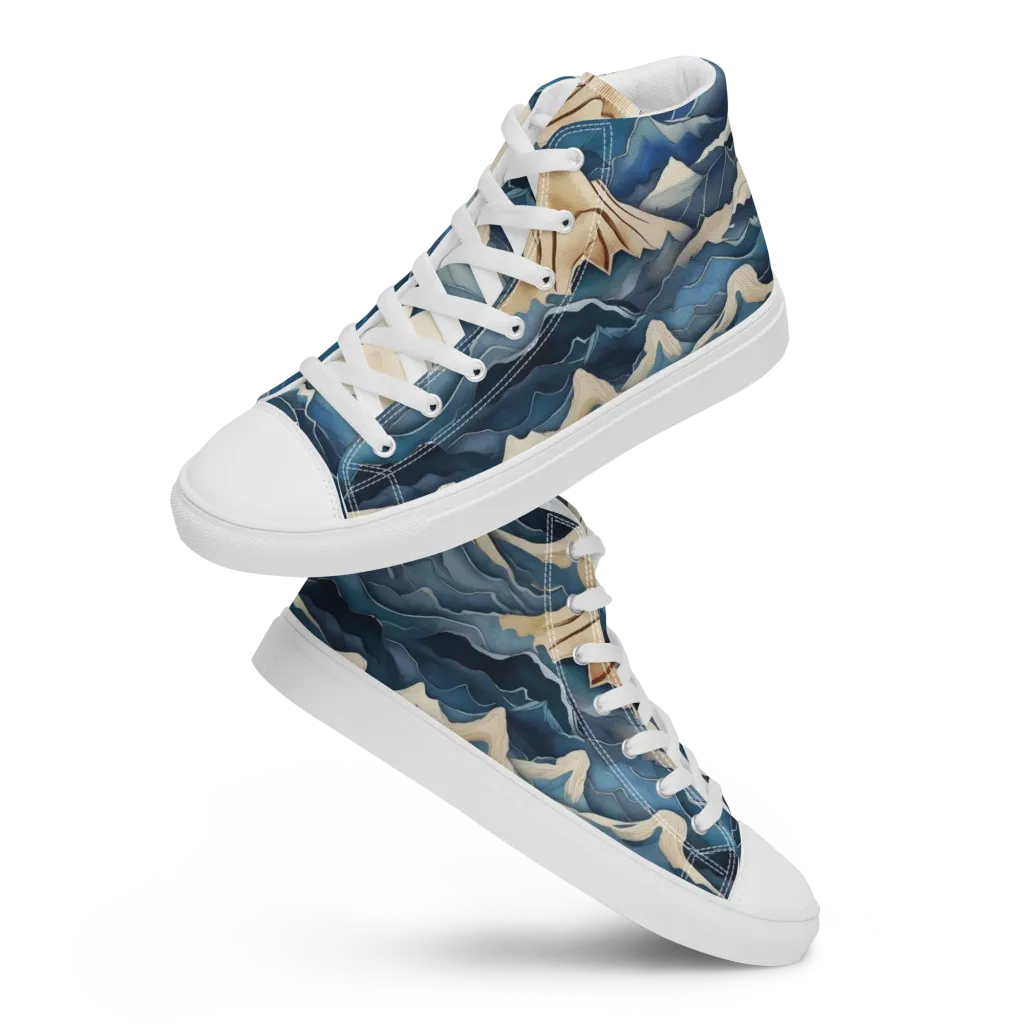 Indigo Alpine Current on Women's High Top Canvas Shoes — Front