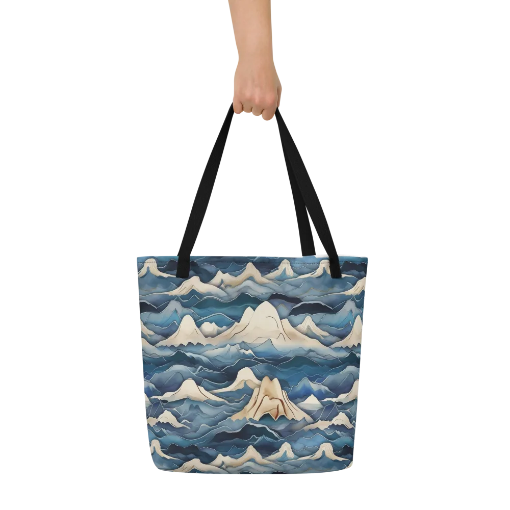 Indigo Alpine Current on Large Tote Bag W/ Pocket — Front