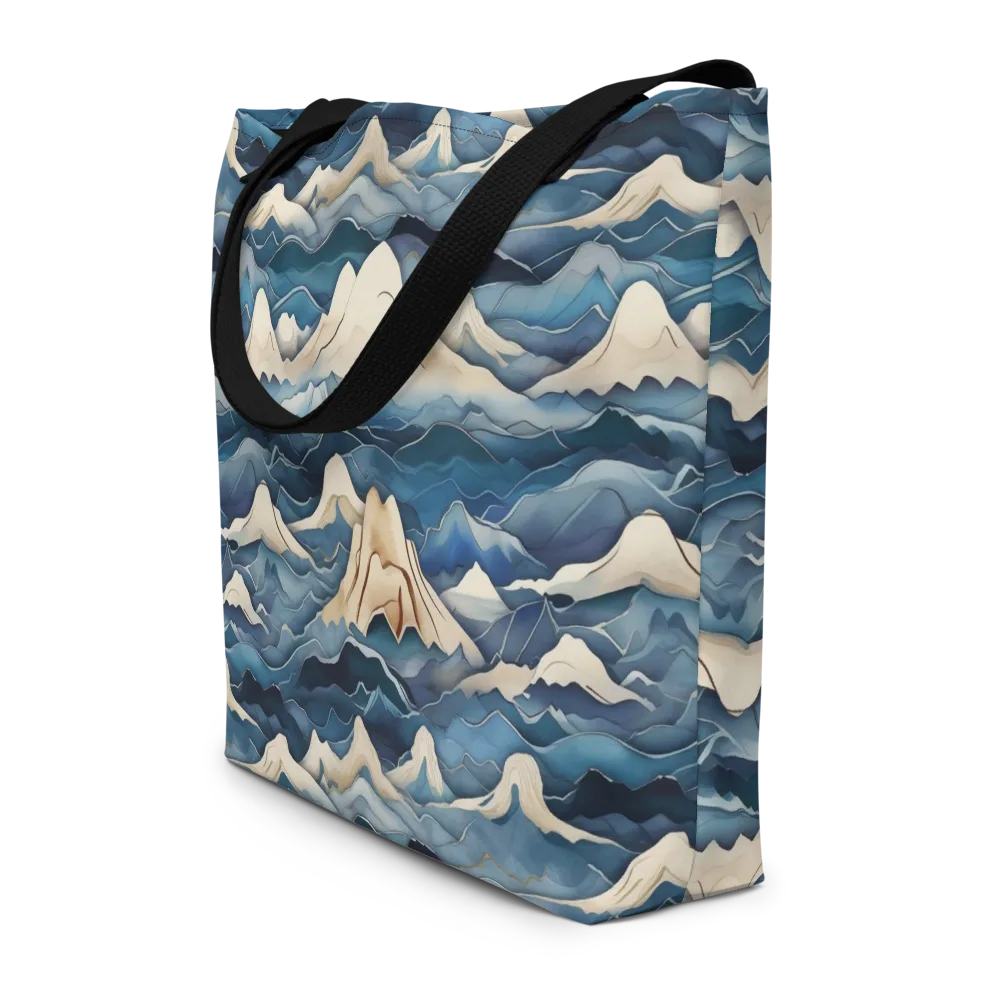 Indigo Alpine Current on Large Tote Bag W/ Pocket — Front