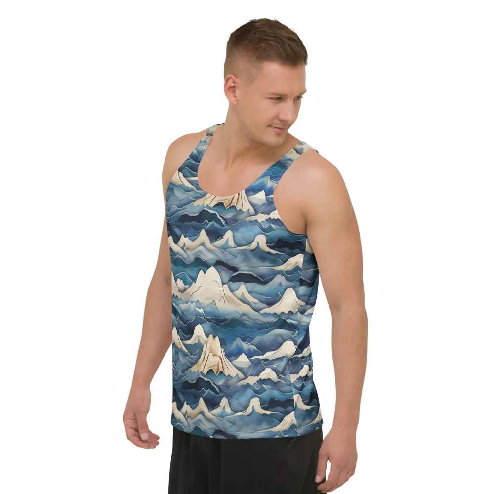Indigo Alpine Current on Men's Tank Top — Left Front