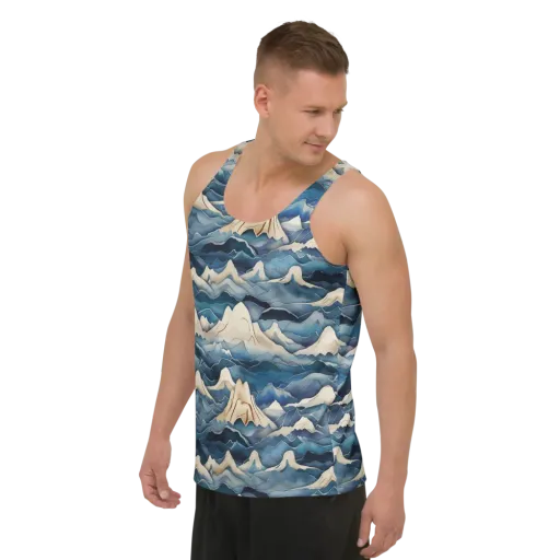 Indigo Alpine Current on a Men's Tank Top
