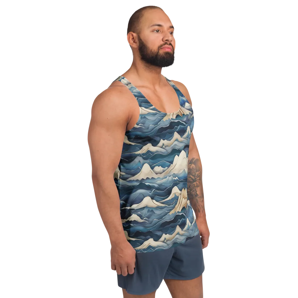 Indigo Alpine Current on Men's Tank Top — Right Front