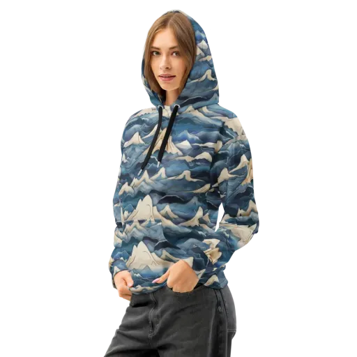Indigo Alpine Current on a Cotton Hoodie