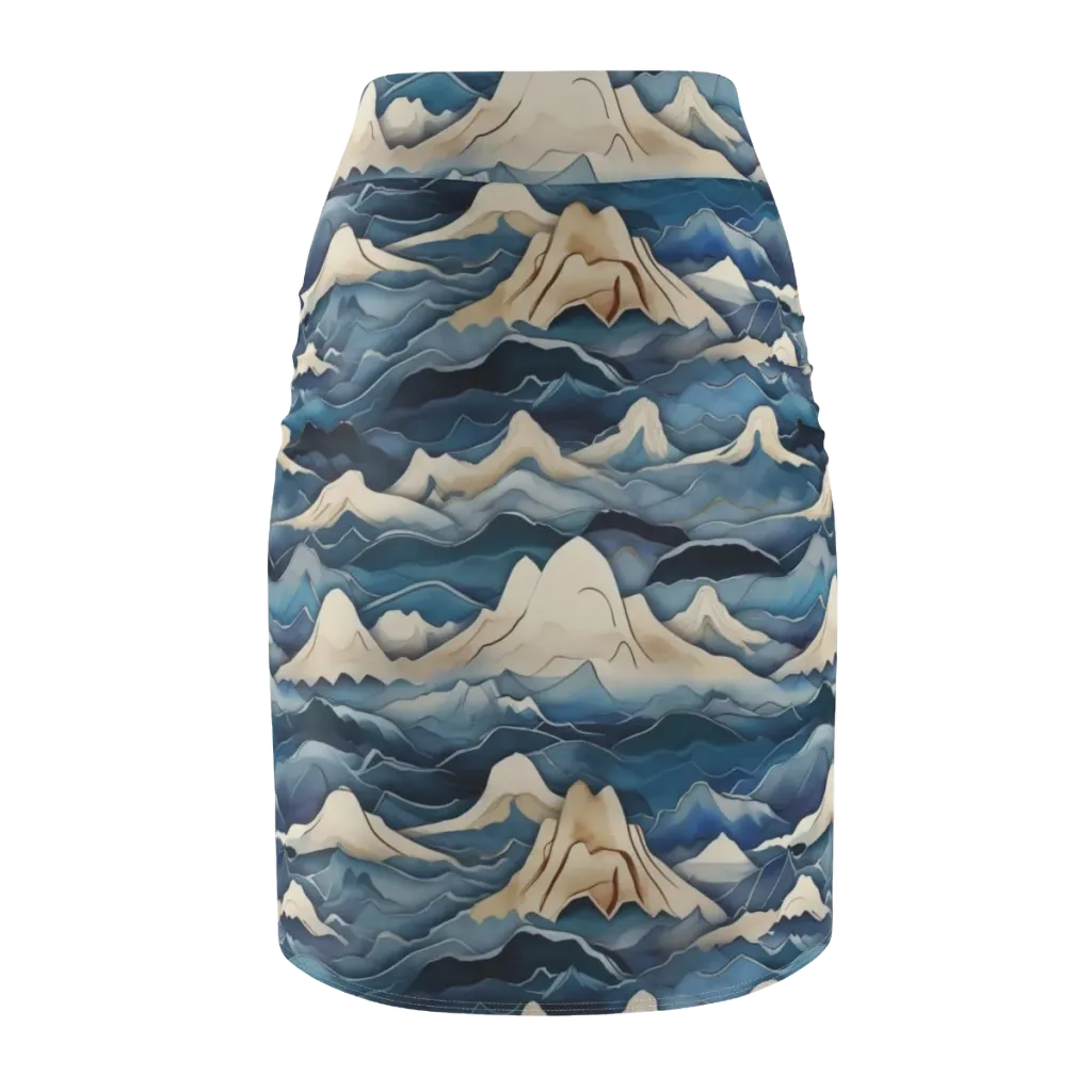 Indigo Alpine Current on Pencil Skirt — Back