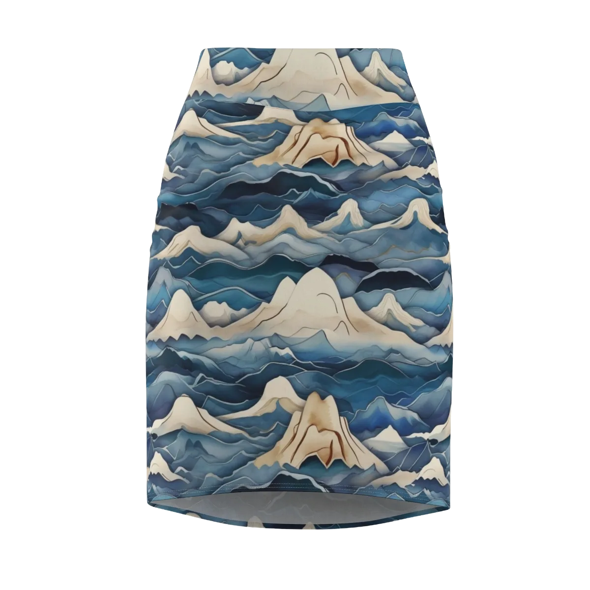 Indigo Alpine Current on Pencil Skirt — Front